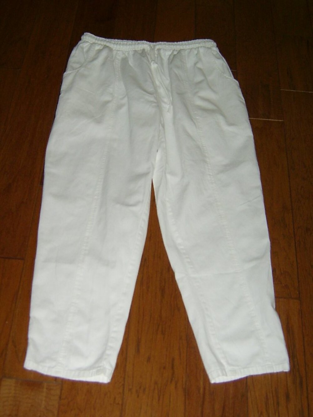Country Cotton White Pull on Casual Pants, Size 18W, VGUC